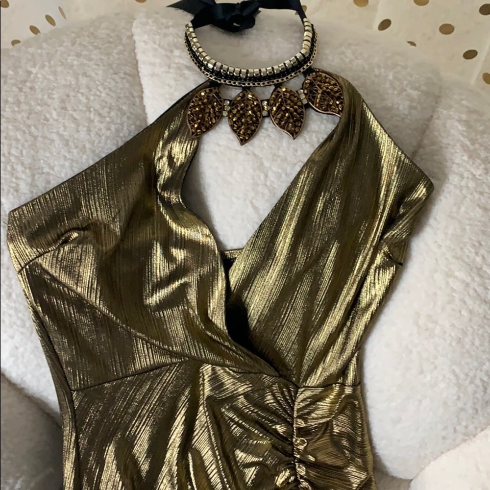 Sexy Gold Dress with Side Split Size Medium